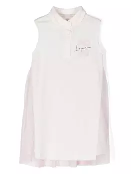 Lapin House платье с тюлем и логотипом, белый