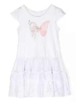 Lapin House платье со вставками и принтом, белый