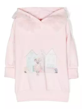 Lapin House платье-толстовка с капюшоном и тюлем, розовый