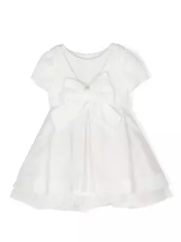 Lapin House расклешенное платье с объемным бантом, белый