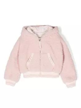 Lapin House шуба из искусственного меха с капюшоном, розовый