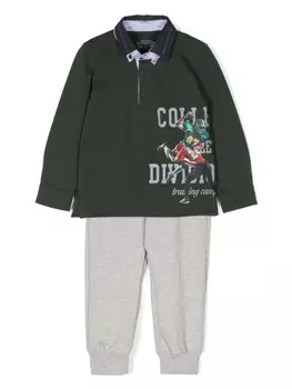 Lapin House спортивный костюм на молнии с графичным принтом, зеленый