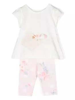 Lapin House спортивный костюм с оборками и цветочной аппликацией, розовый