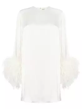 LAPOINTE платье мини с перьями, нейтральный цвет