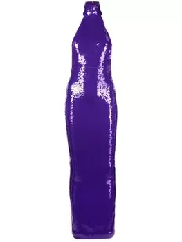 LaQuan Smith платье с вырезом халтер и пайетками, фиолетовый