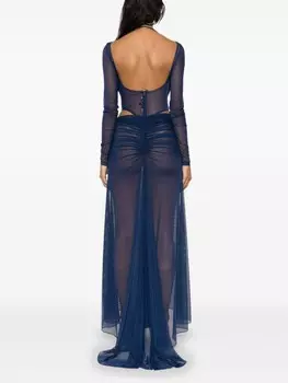 LaQuan Smith сетчатое боди, синий