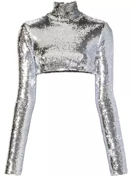 LaQuan Smith укороченный топ с пайетками, серебристый