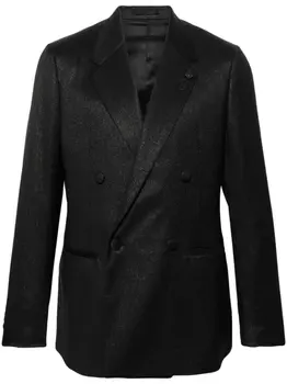 Lardini двубортный блейзер с эффектом металлик, черный