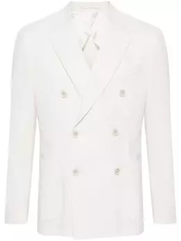 Lardini двубортный блейзер с брошью, нейтральный цвет