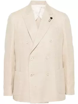 Lardini двубортный пиджак с узором в елочку, нейтральный цвет