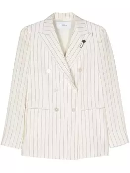 Lardini двубортный пиджак в тонкую полоску, нейтральный цвет