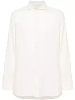 Lardini фланелевая рубашка со срезанным воротником, нейтральный цвет