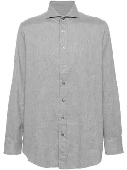 Lardini фланелевая рубашка со срезанным воротником, серый