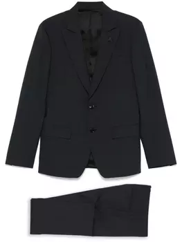 Lardini костюм с брошью, серый