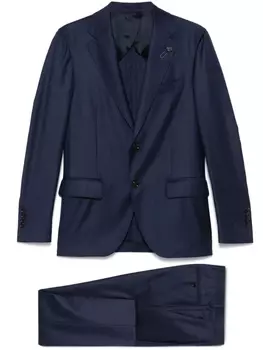 Lardini костюм с брошью, синий