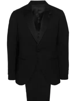 Lardini костюм с однобортным пиджаком и брошью, черный