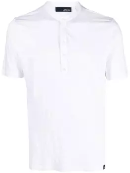 Lardini льняная рубашка поло с воротником-стойкой, белый