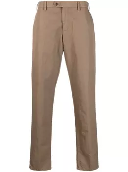 Lardini льняные брюки прямого кроя, коричневый