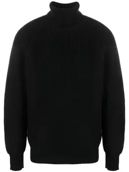 Lardini шерстяной джемпер в рубчик с высоким воротником, черный