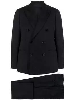 Lardini шерстяной костюм с двубортным пиджаком, синий