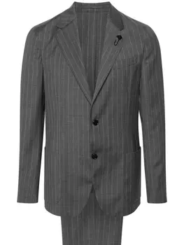 Lardini шерстяной костюм в тонкую полоску с однобортным пиджаком, серый
