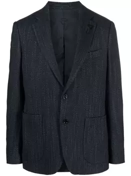 Lardini single-breasted wool-blend blazer, синий