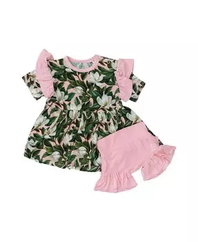 Laree + Co Laree + Co Комплект для девочек Magnolia Bamboo с баской + Bummie — для малышей, зеленый