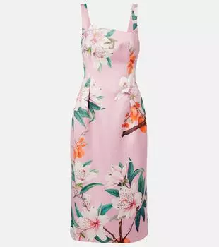 Ларисса цветочное сатиновое миди-платье Leo Lin, Lavish Print Pink