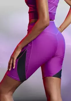 LASCANA ACTIVE функциональные шорты "спортивные штаны" с леопардовыми и цветными вставками, черный