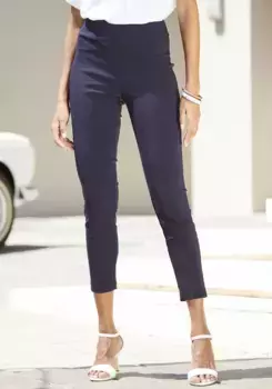 LASCANA эластичные брюки с подчеркивающим фигуру поясом, элегантные тканевые брюки облегающего кроя, цвет морской волны