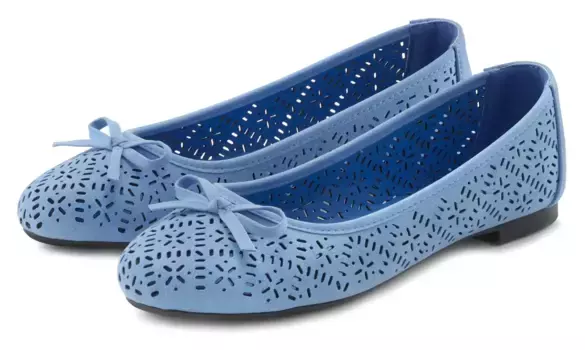 LASCANA балетки, повседневная обувь, тапочки, полуботинки с небольшими вырезами VEGAN, синий