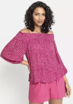 LASCANA Блузка Кармен, легкая мятость, женская блузка, с открытыми плечами, розовый