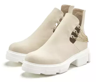 LASCANA Ботинки челси с модной цепочкой, ботильоны, ботильоны, белый