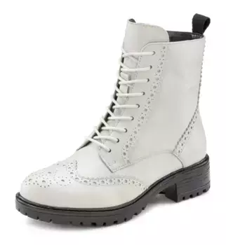 LASCANA ботинки на шнуровке, ботильоны на шнуровке, ботильоны, кожа, шнурки и молнии, белый