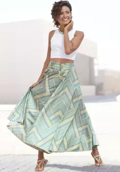 LASCANA брючная юбка из гладкой ткани, брюки-кюлоты, очень широкие брючины, синий