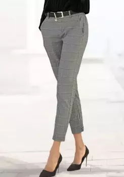 LASCANA Брюки без застежки, с эластичным поясом сзади, тканевые брюки с карманами, деловой вид, цвет Kariert