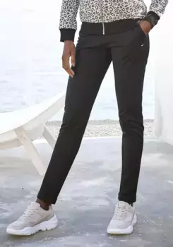 LASCANA брюки для отдыха, с модным отложным краем, костюм для отдыха, черный