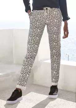 LASCANA брюки для отдыха, с модным отложным краем, костюм для отдыха, черный