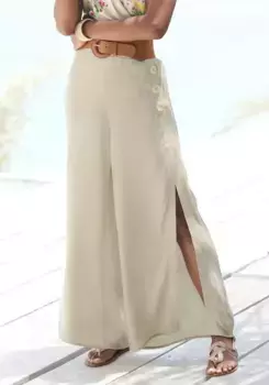 LASCANA Брюки-палаццо, широкие брючины с разрезом, тканевые брюки, свободного кроя, цвет Sand
