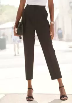 LASCANA Брюки со складками, длина 7/8, элегантные костюмные брюки с карманами, узкие тканевые брюки, черный