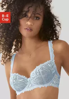 LASCANA Бюстгальтер-балкон с экстравагантными кружевными бретелями, нижнее белье, голубой
