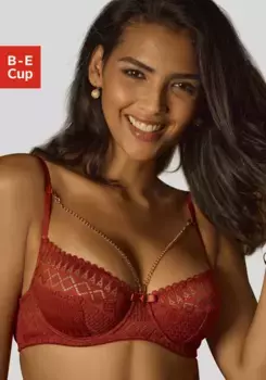 LASCANA Бюстгальтер-балконет "Нина", на косточках, со съемной цепочкой, сексуальное женское белье, цвет Zimt