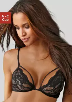 LASCANA Бюстгальтер на косточках, из кружева и декоративных лент, сексуальное белье, женское белье, черный