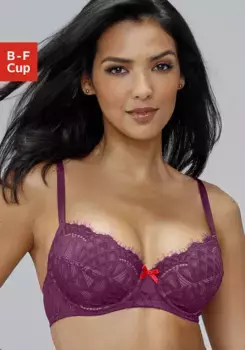 LASCANA Бюстгальтер на косточках "Кара" с женственным кружевом, частично из переработанного материала, нижнее белье, цвет Sangria-Rot