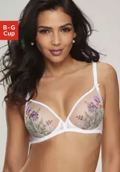 LASCANA Бюстгальтер на косточках "Мария" с цветами из элегантного кружева с вышивкой, сексуальное женское белье, цвет Champagner-Bunt