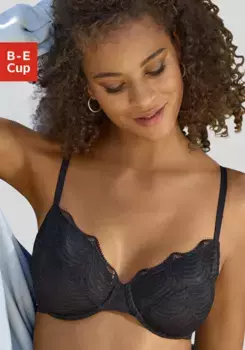 LASCANA Бюстгальтер на косточках "Марла" из экстравагантного кружева, нижнее белье, черный