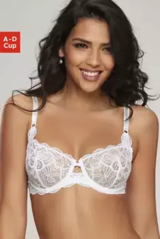 LASCANA Бюстгальтер на косточках "Николетта" из кружева с цветочной вышивкой, сексуальное женское белье, белый