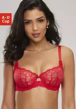 LASCANA Бюстгальтер на косточках "Николетта" из кружева с цветочной вышивкой, сексуальное женское белье, красный