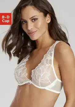 LASCANA Бюстгальтер на косточках, со слегка прозрачным кружевом с мелкими блестящими деталями, нижнее белье, цвет Champagne