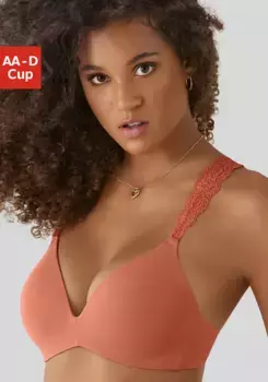 LASCANA Бюстгальтер пуш-ап без косточек с красивыми кружевными бретелями, цвет Orange